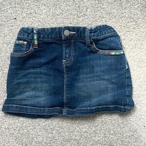 Girls Gap Denim Jean Skirt — Size 10 - embroidery details - adjustable waist
